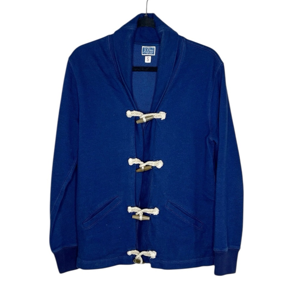 J. Crew Coastal Vintage Fleece Blue Rope Toggle Sweatshirt Cardigan size Small